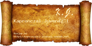 Kapronczai Juvenál névjegykártya